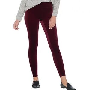 New Spanx leggings velvet rich burgundy red holiday high rise girls XL med women